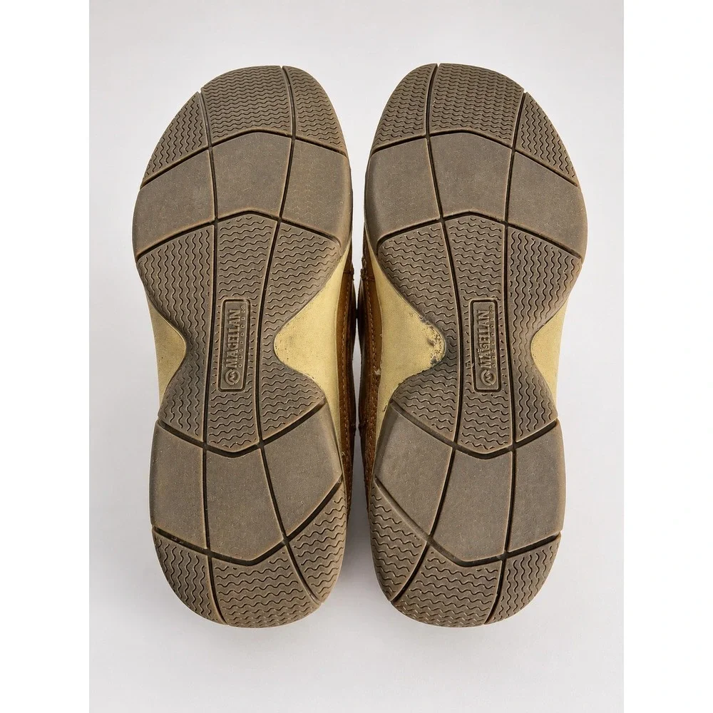 Magellan Outdoors Mens Boat Shoes Tan Leather Mesh FWMFMC2023 Loafers Size 12E